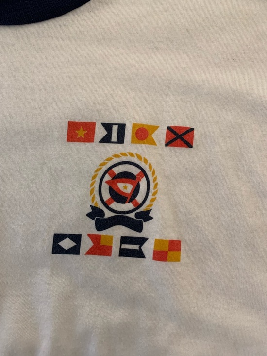 Vintage 80s The Season Ticket brand Nautical Style Ringer Tee, size Medium - Picture 2 of 7